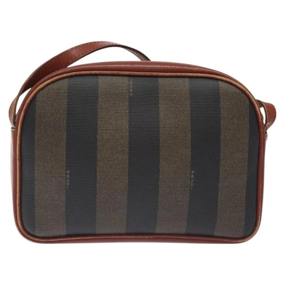 FENDI Pecan Canvas Shoulder Bag Brown Black Auth - Picture 6 of 16